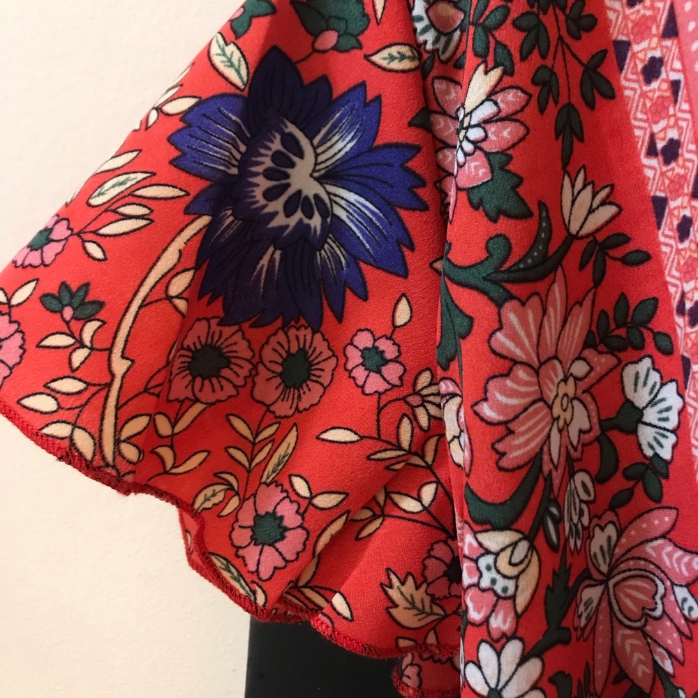 NWOT Maxi FLORAL wrap dress cap sleeve - Picture 5 of 11